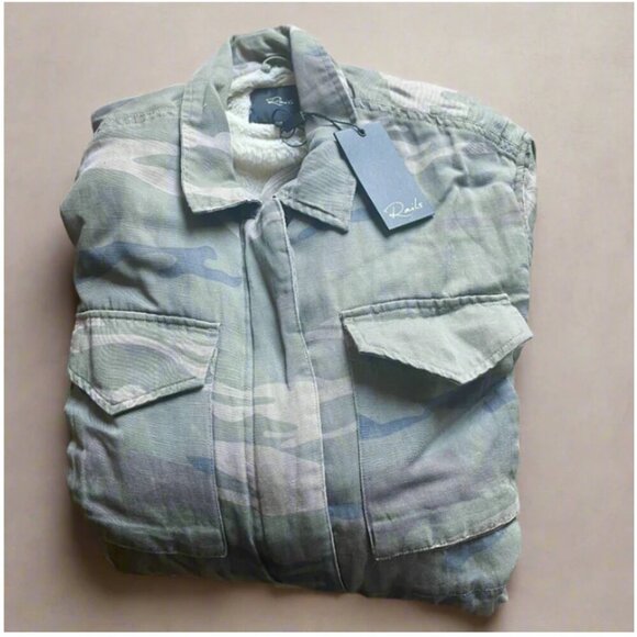 Rails Utility Jacket Womens Medium Camo Drawstring Lined Tencel Linen Pockets - Picture 6 of 10